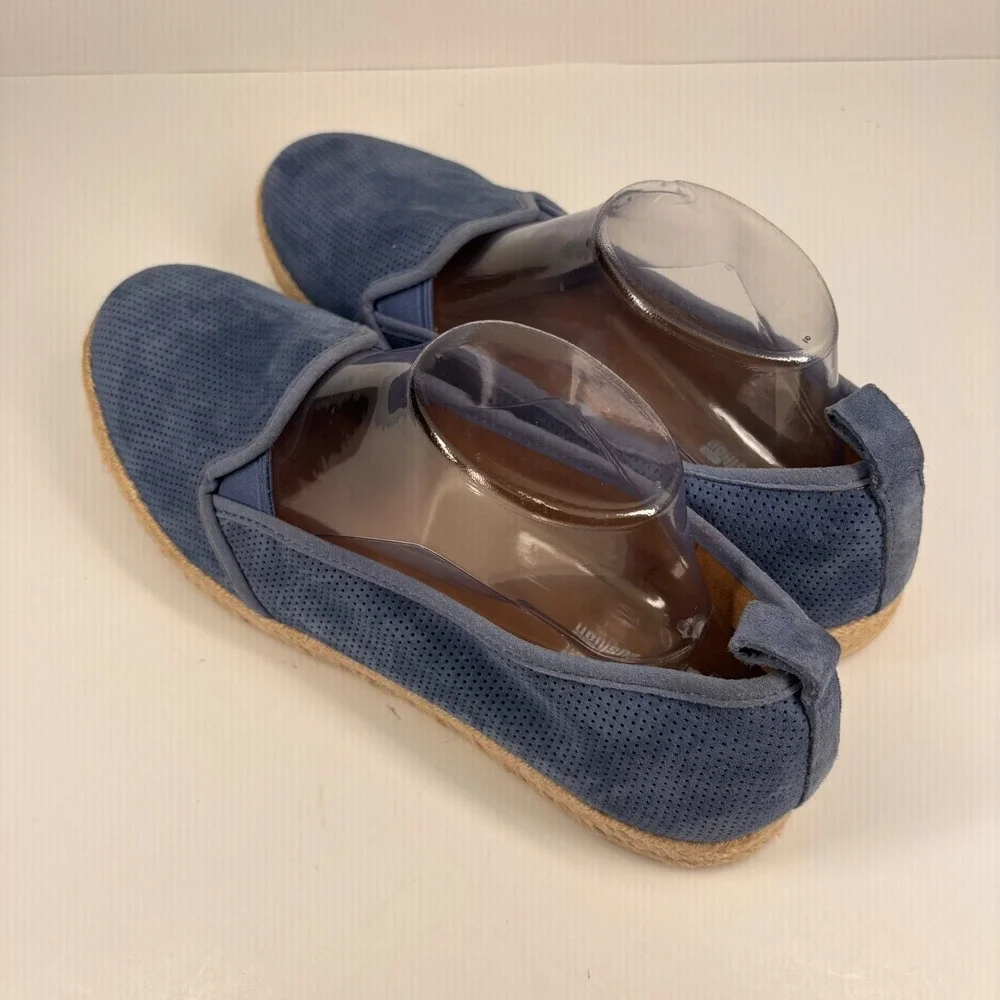 Clarks Azella Major Women's 11M Blue Suede‎ Perforated Espadrille Slip-On Flats
